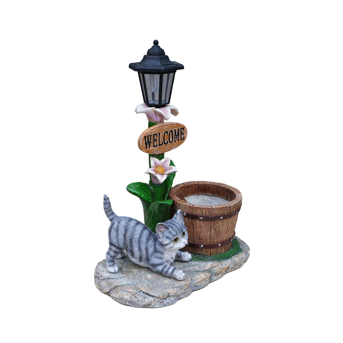 Lying Cat Solar Planter Garden Decor