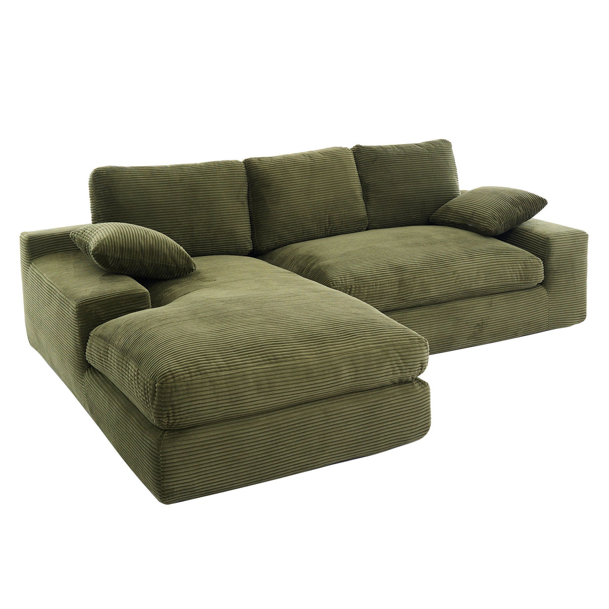 Compressed Sofa With 3 Back Cushions, 2 Throw Pillows