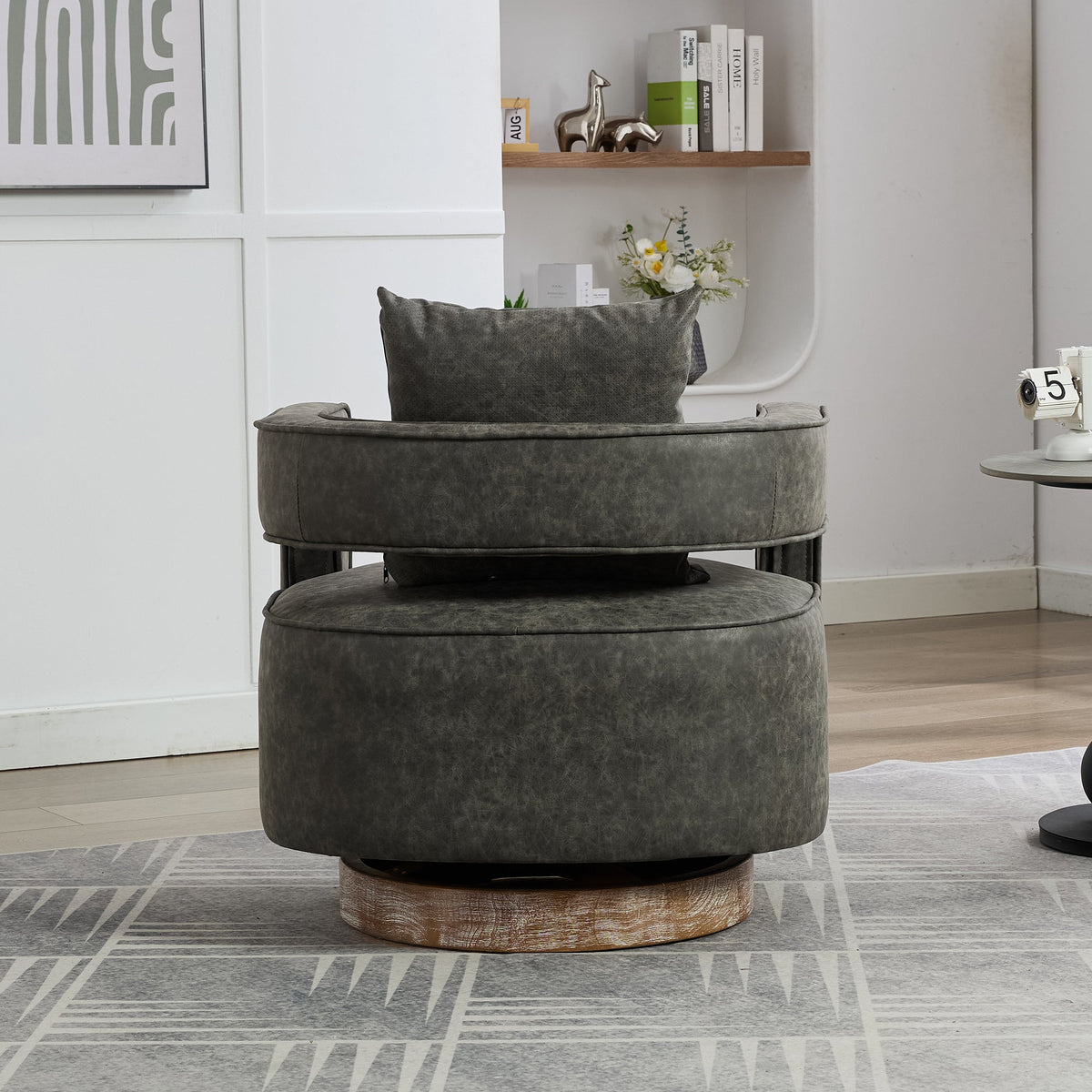 29.1"W Swivel Accent Open Back Barrel Chair