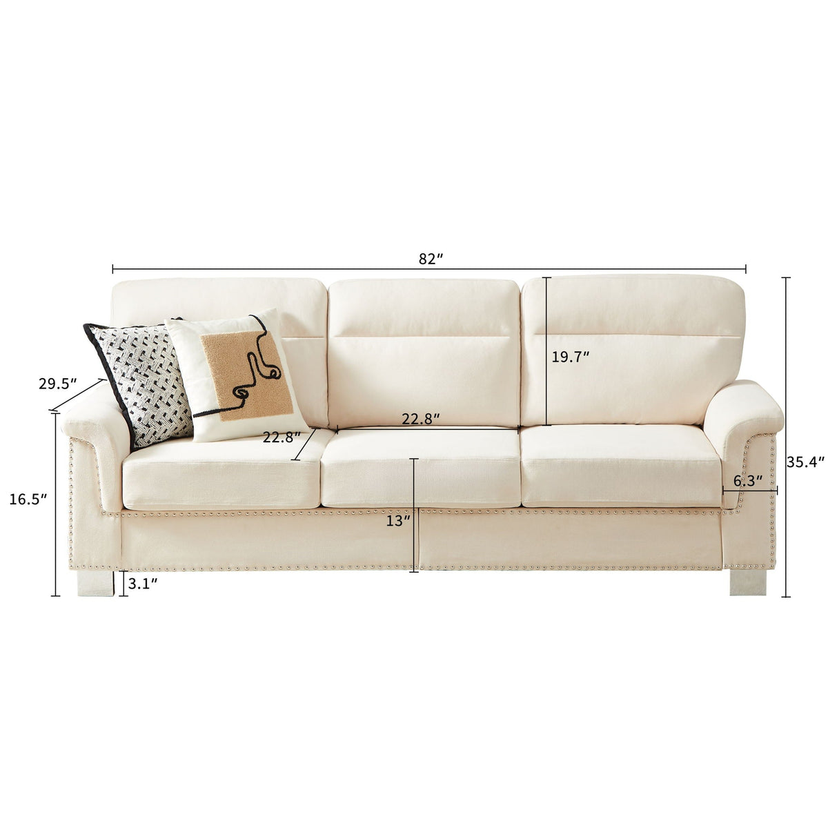 3 Seater Elegant Stationary Sofa