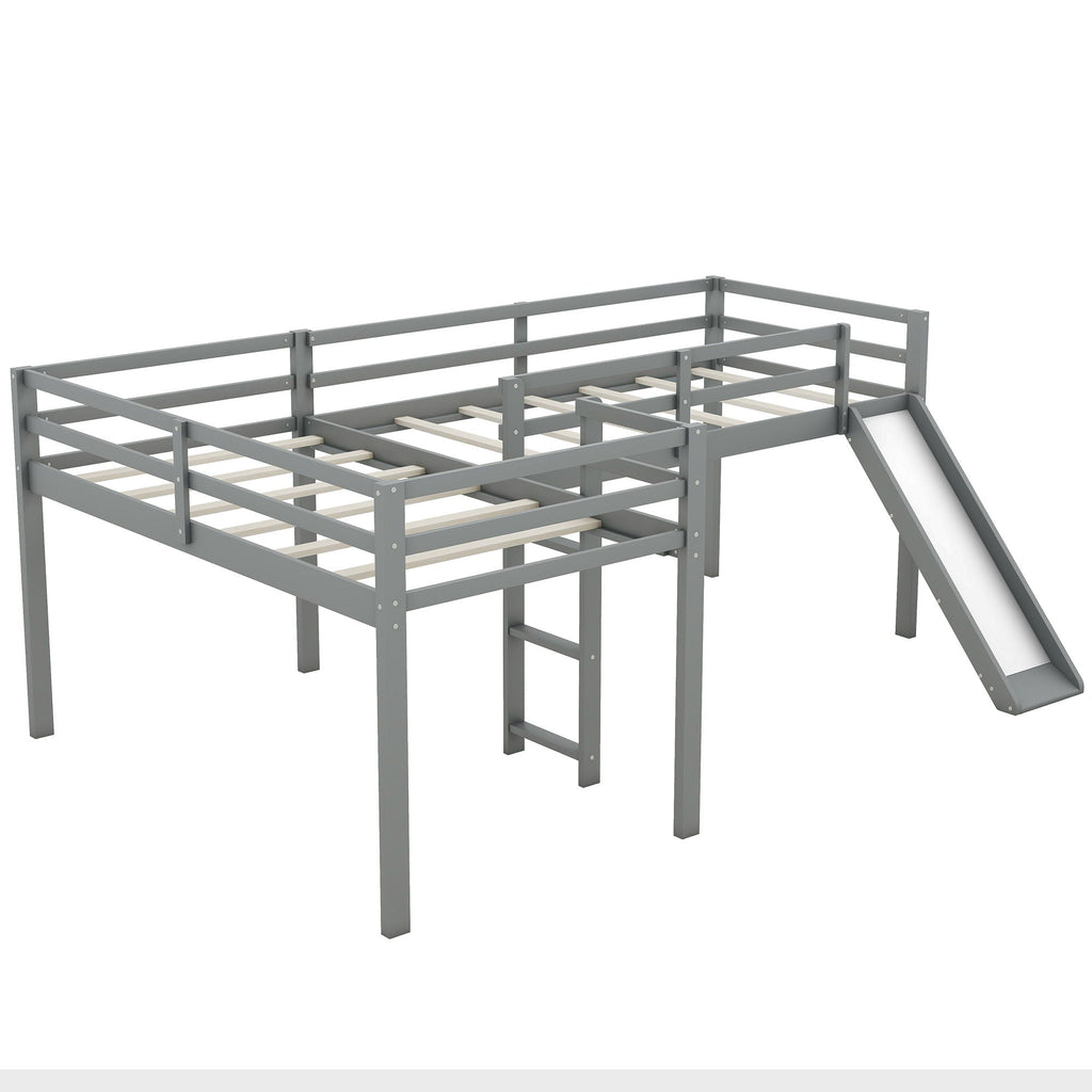 L Shaped Loft Bed With Ladder And Slide