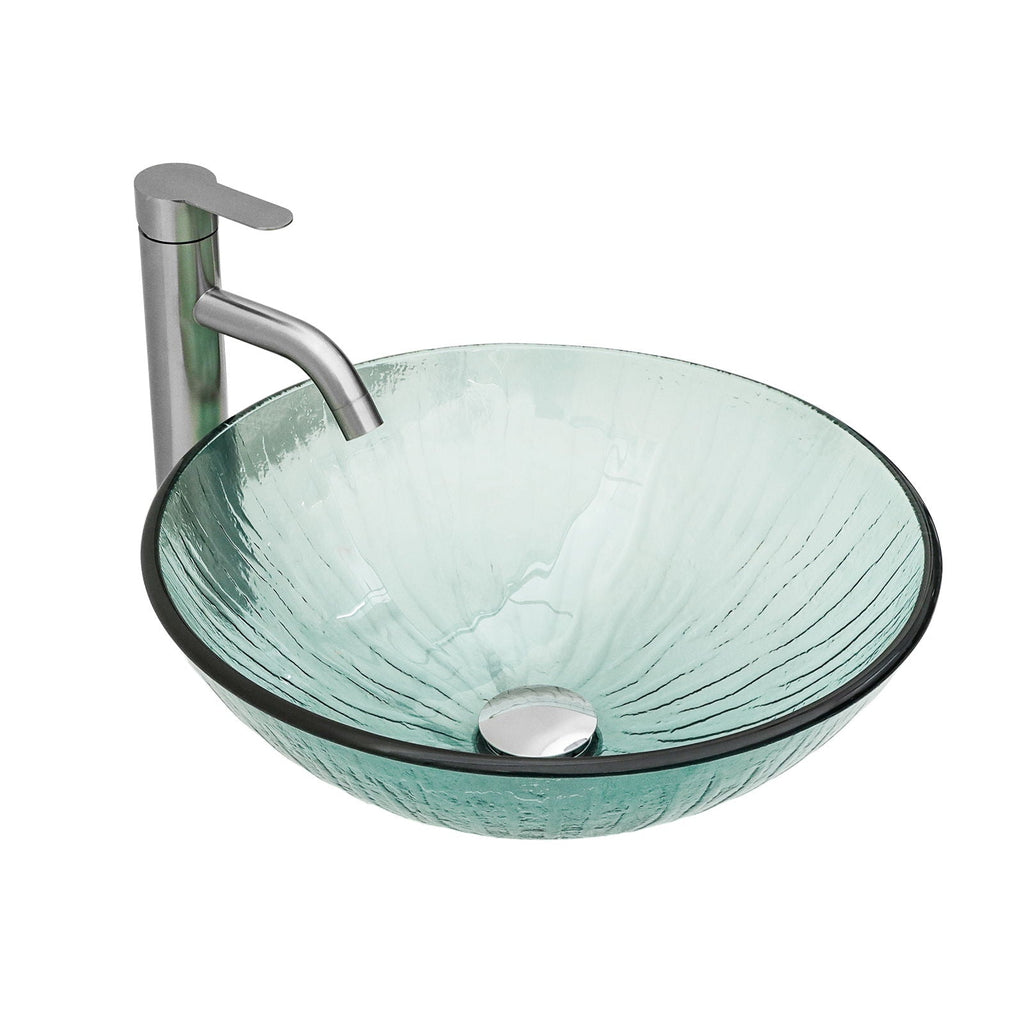 Vessel Sink With Trim, Round Bowl, Pop Up Drain (No Faucet) - Green