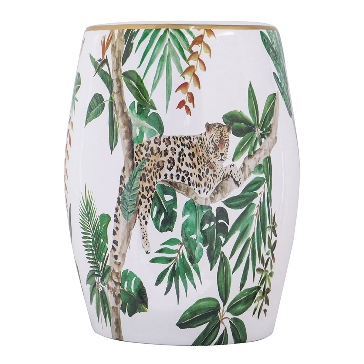 13x13x18 Ceramics Garden Stool Jungle-Themed Accent Side Table