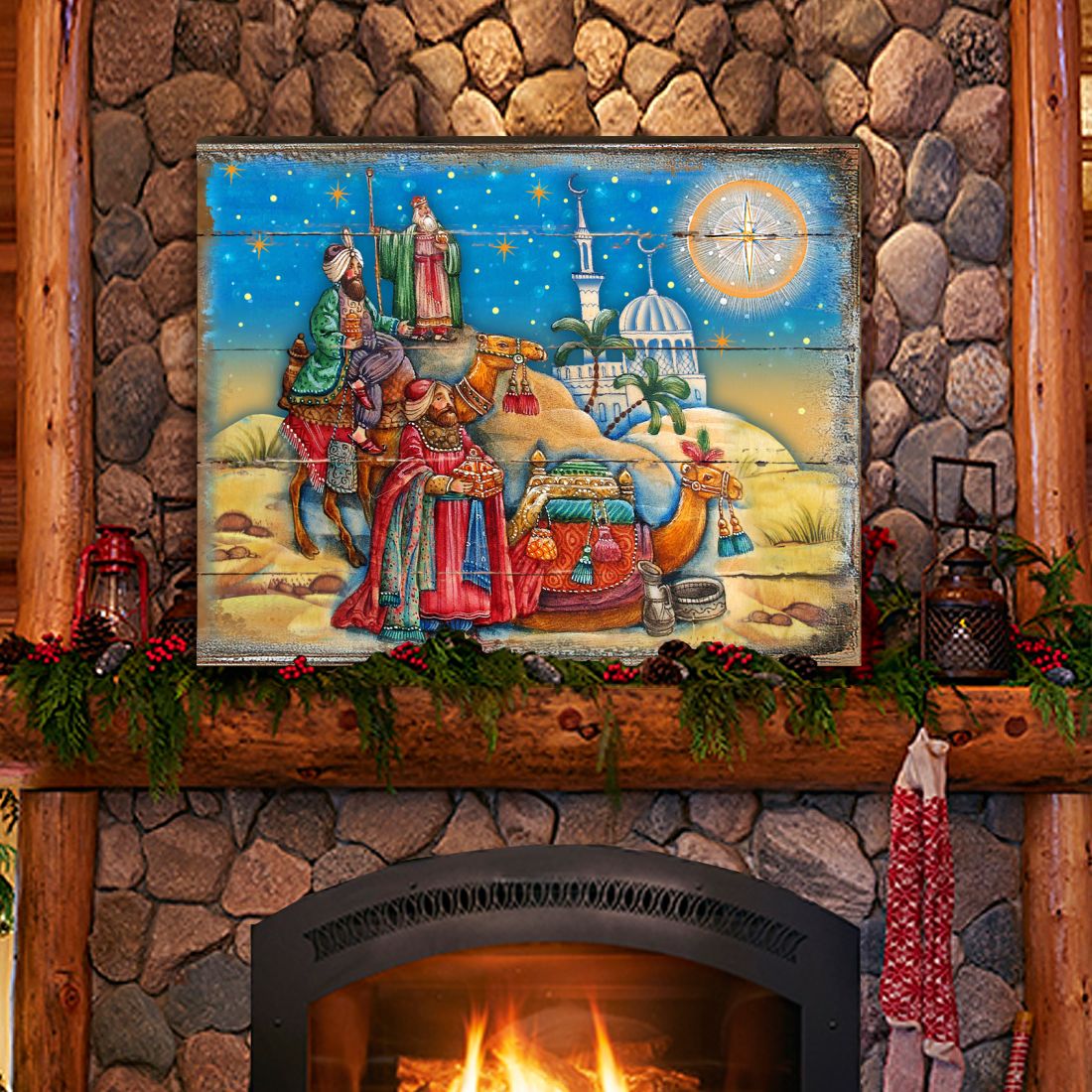 Three Kings Nativity Wooden Wall Art by G. DeBrekht - Nativity Holiday Decor - 8173853B