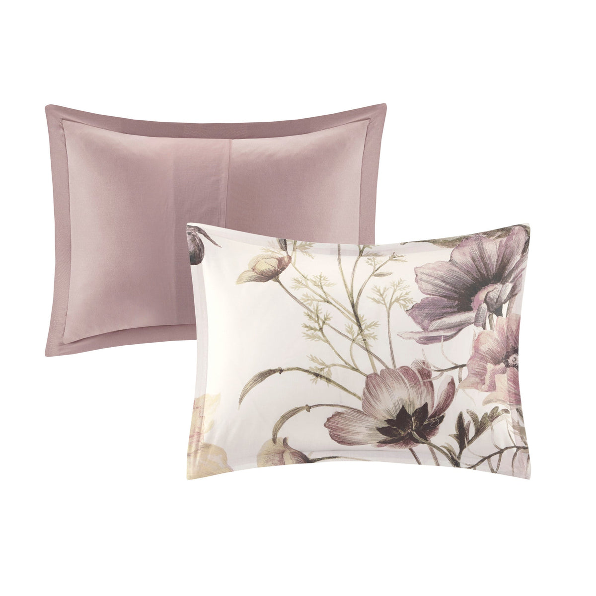 8 Piece Cotton Printed Comforter Set Blush Queen