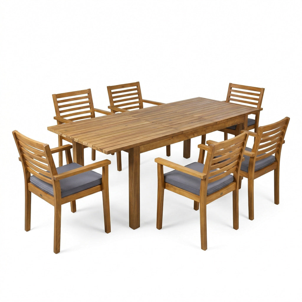7 Pieces Acacia Wood Outdoor Dining Set