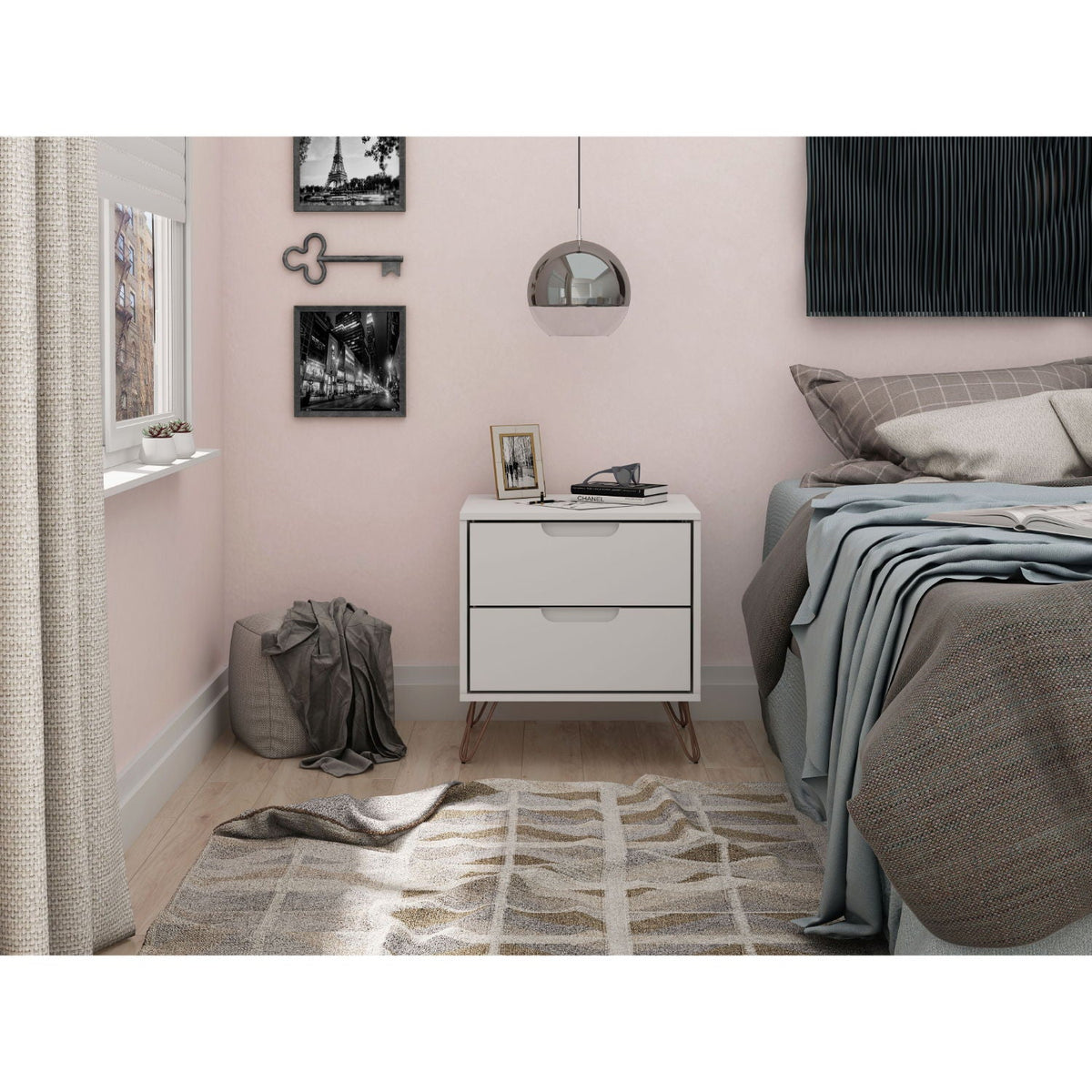 Rockefeller - Nightstand With 2 Drawers - White