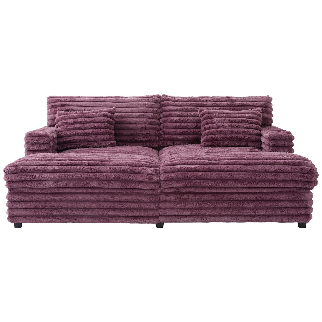 Oversized Double Chaise Lounge Sofa Bed With USB Ports And Cup Holders