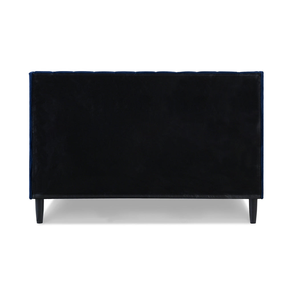 Aspen Vertical Tufted Headboard Platform Bed Set, Queen, Navy Blue Velvet