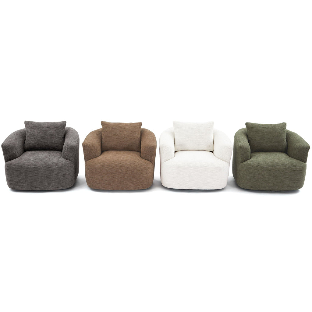 360° Swivel Barrel Sofa Chair With Throw Pillow, Upholstered Accent Chair