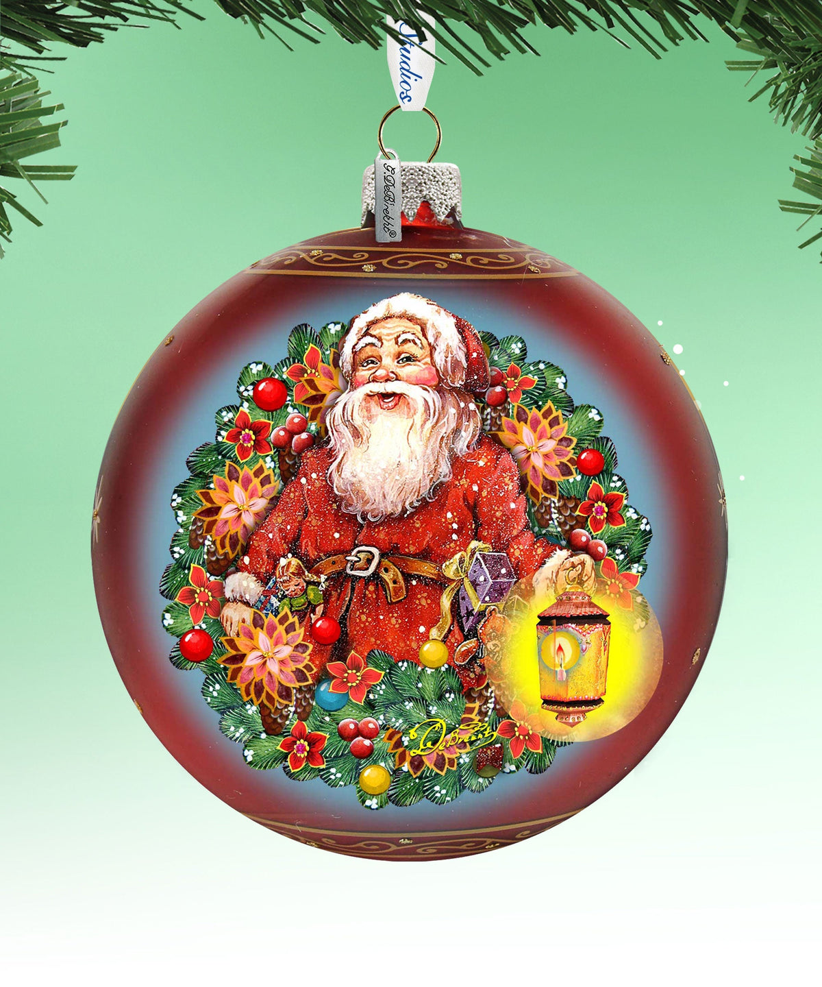 Enchanted Santa Glass Ornament Limited Edition by D. Gelsinger - Christmas Santa Snowman Decor - 73887-1003