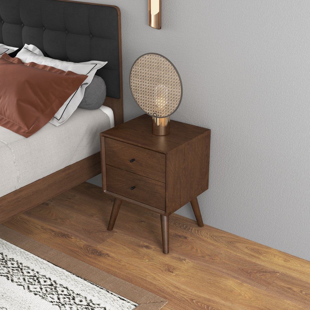 Caroline - Mid-Century Modern Style Night Stand 2 Drawer