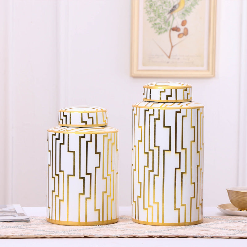 Ceramic White and Gold Food Storage Jars