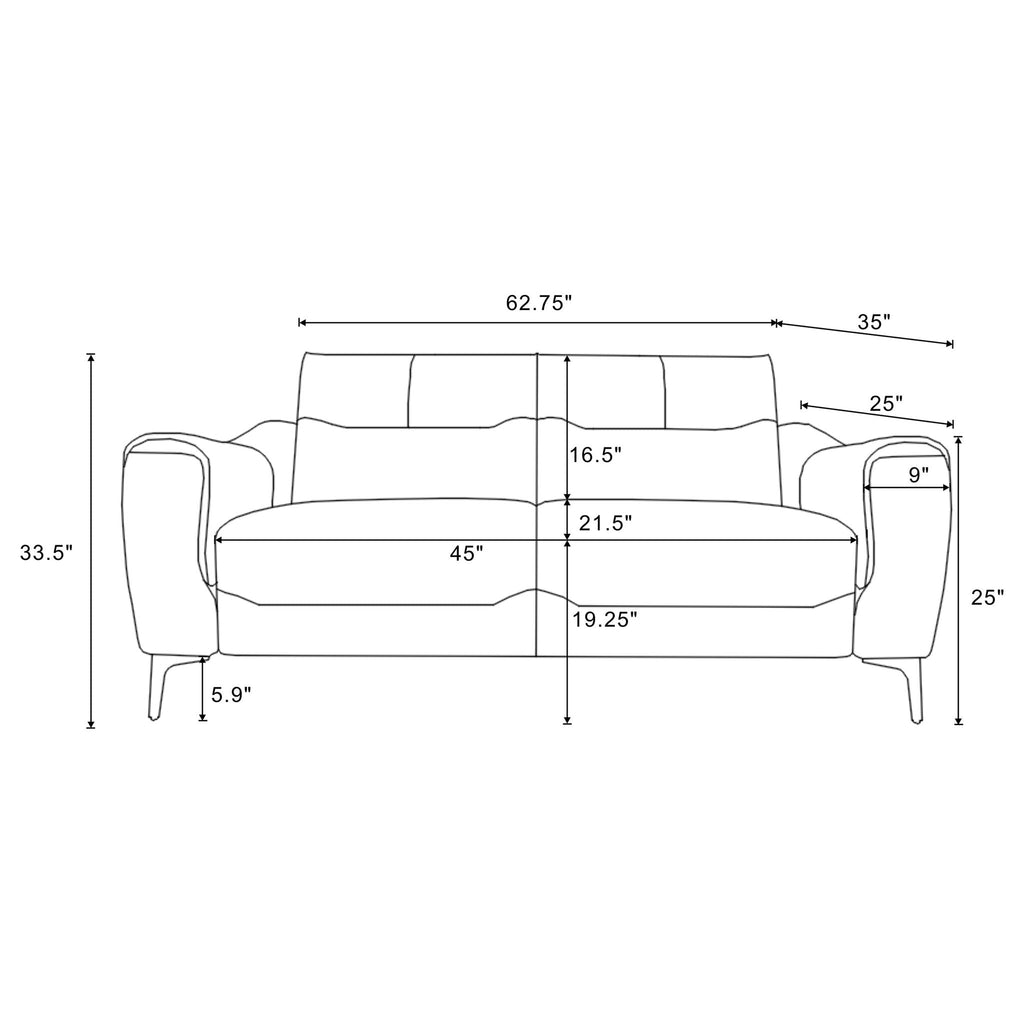 Oberle - 2 Piece Upholstered Sofa Set With Pocket Coil Seating - Charcoal