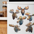 Majestic Moose Decorative Eco Wood Magnets Set of 6 by G. Debrekht - Wildlife Decor - 8090108G-S6