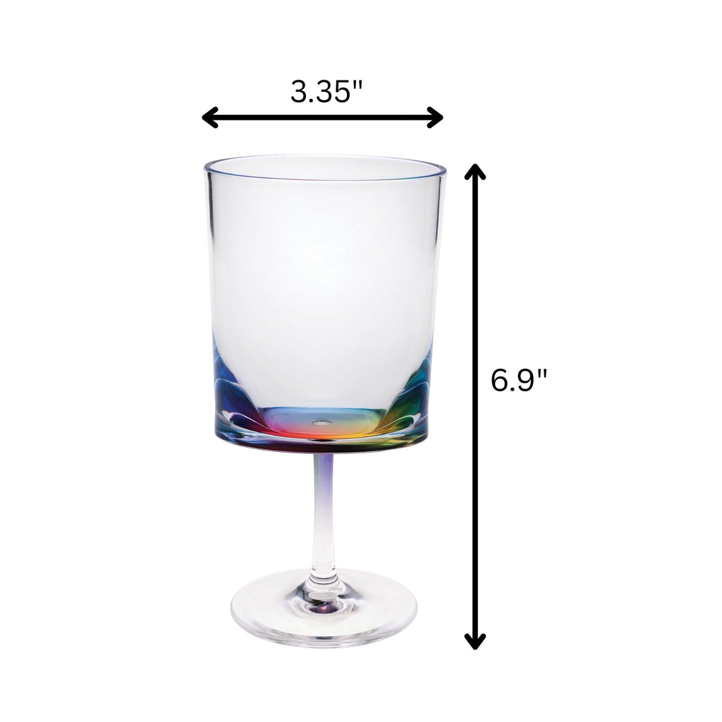 Halo Leadingware Oval Plastic Wine Glasses (Set of 4), Unbreakable Bpa Free Acrylic, 12Oz - Clear