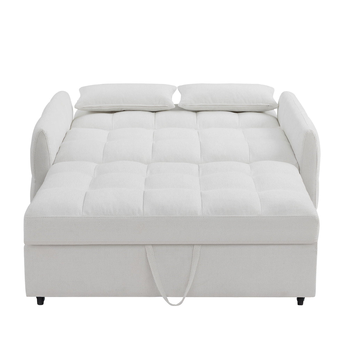 Loveseat Sofa Pull-Out Bed With Adjustable Backrest, 3 USB Ports And 2 Lumbar Pillows For Living Room