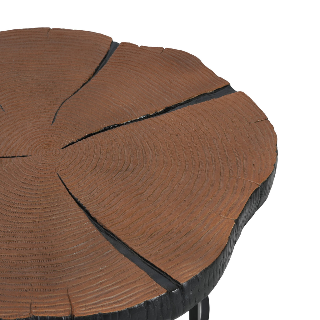 Irregular Coffee Table, 27" Modern MGO Top with Natural Wood & Black Metal Base