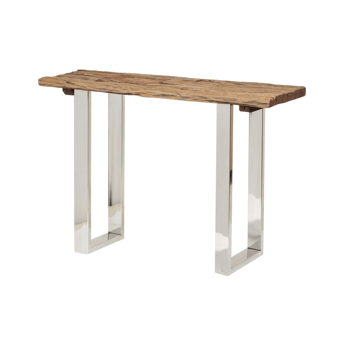 Rustic Glam Console Table With Reclaimed Wood And Iron Frame - Natural
