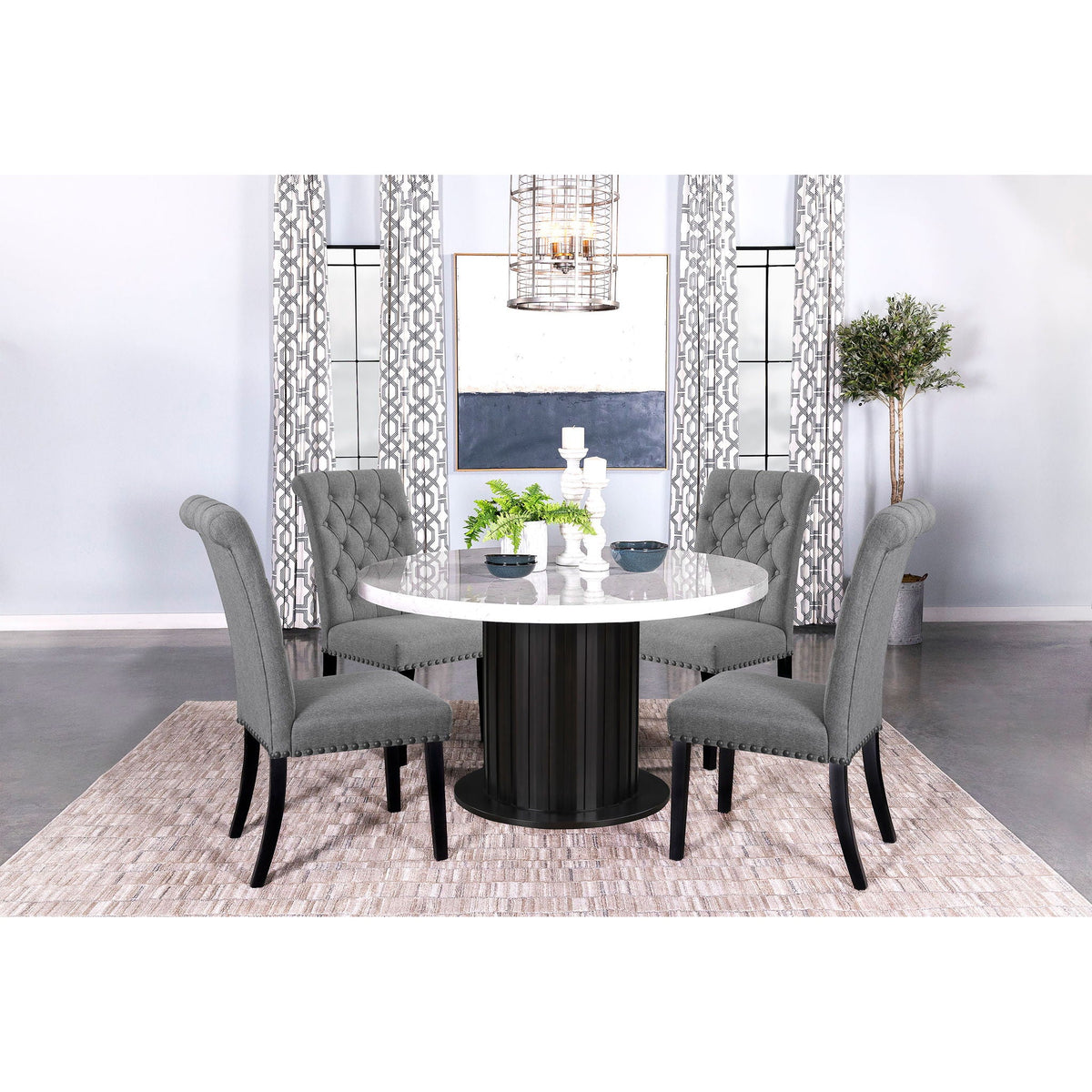 Tufted Rolled Backrest Side Chairs (Set of 2)