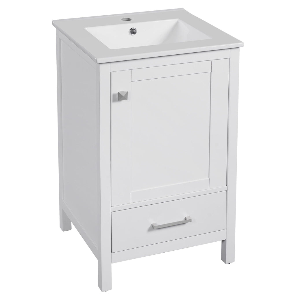 Bathroom Vanity With Ceramic Sink, Soft Close Drawers, Door Organizer, Divider Drawer, Adjustable Foot Pads