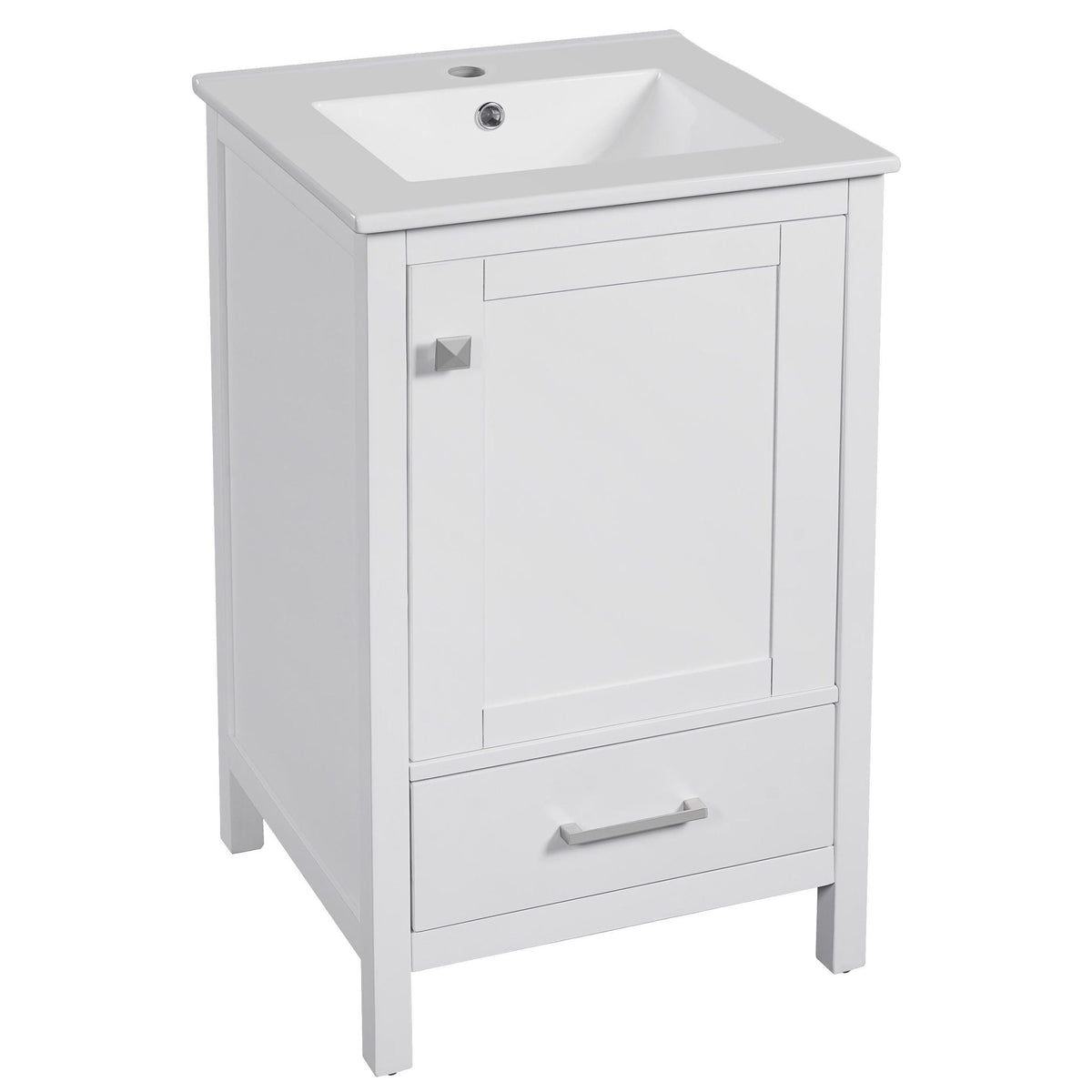 Bathroom Vanity With Ceramic Sink, Soft Close Drawers, Door Organizer, Divider Drawer, Adjustable Foot Pads