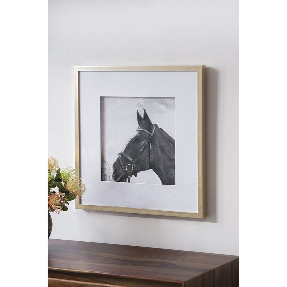 Wall Art Horse Animal Printing, Wall Decor Accent (Set of 2) - Golden / White
