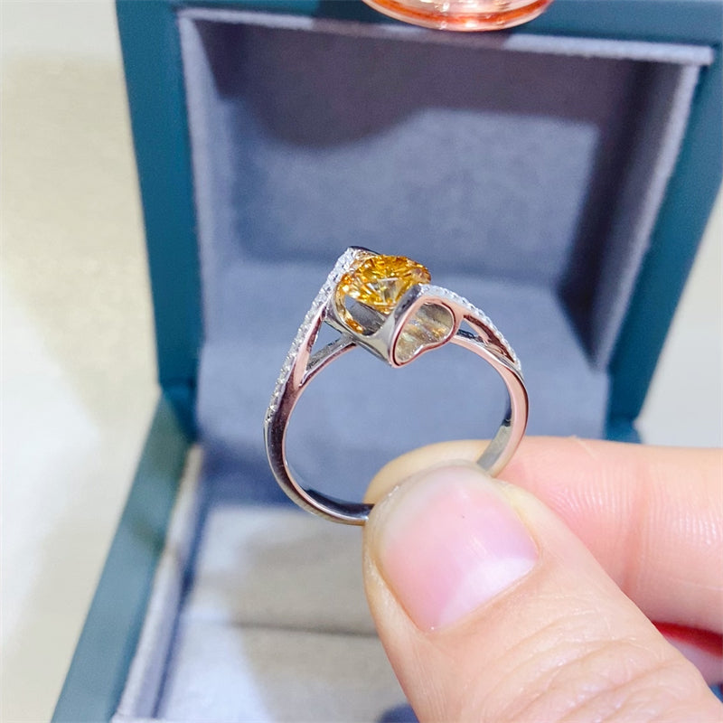1 Carat Yellow Brilliant Round Cut Sparkala™ Pure Sterling Silver Ring