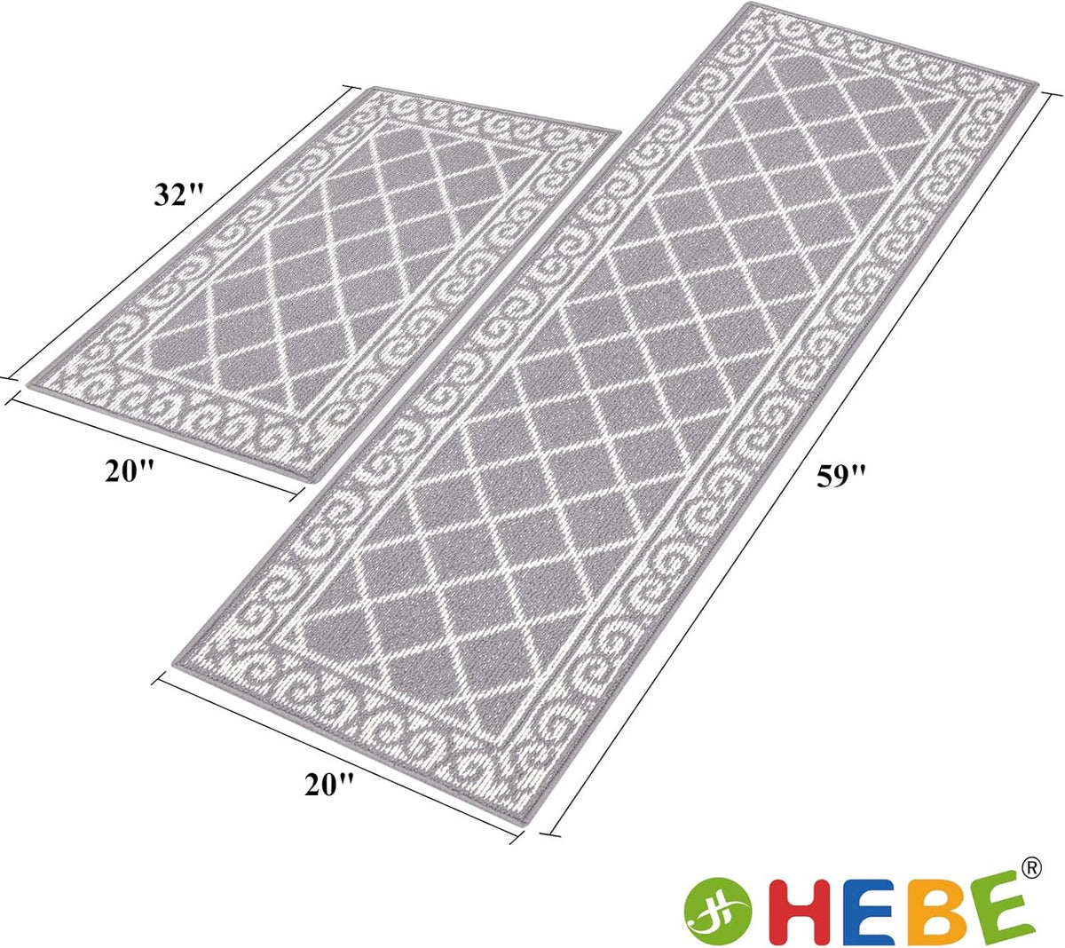 Kitchen Rug Sets 2 Piece with Runner Non Slip Kitchen Rugs and Mats Washable Kitchen Mats Set for Floor Kitchen Carpet Rug Runner for Hallway Entryway Kitchen Laundry