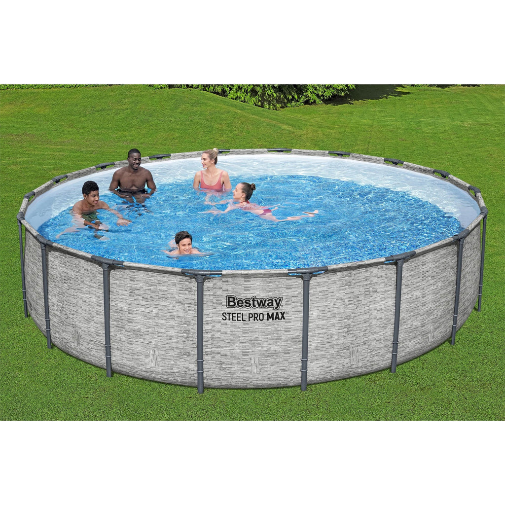 Steel Pro MAX 18' X 48" Metal Frame above Ground Pool Set W/ Pump, Ladder, & Cover