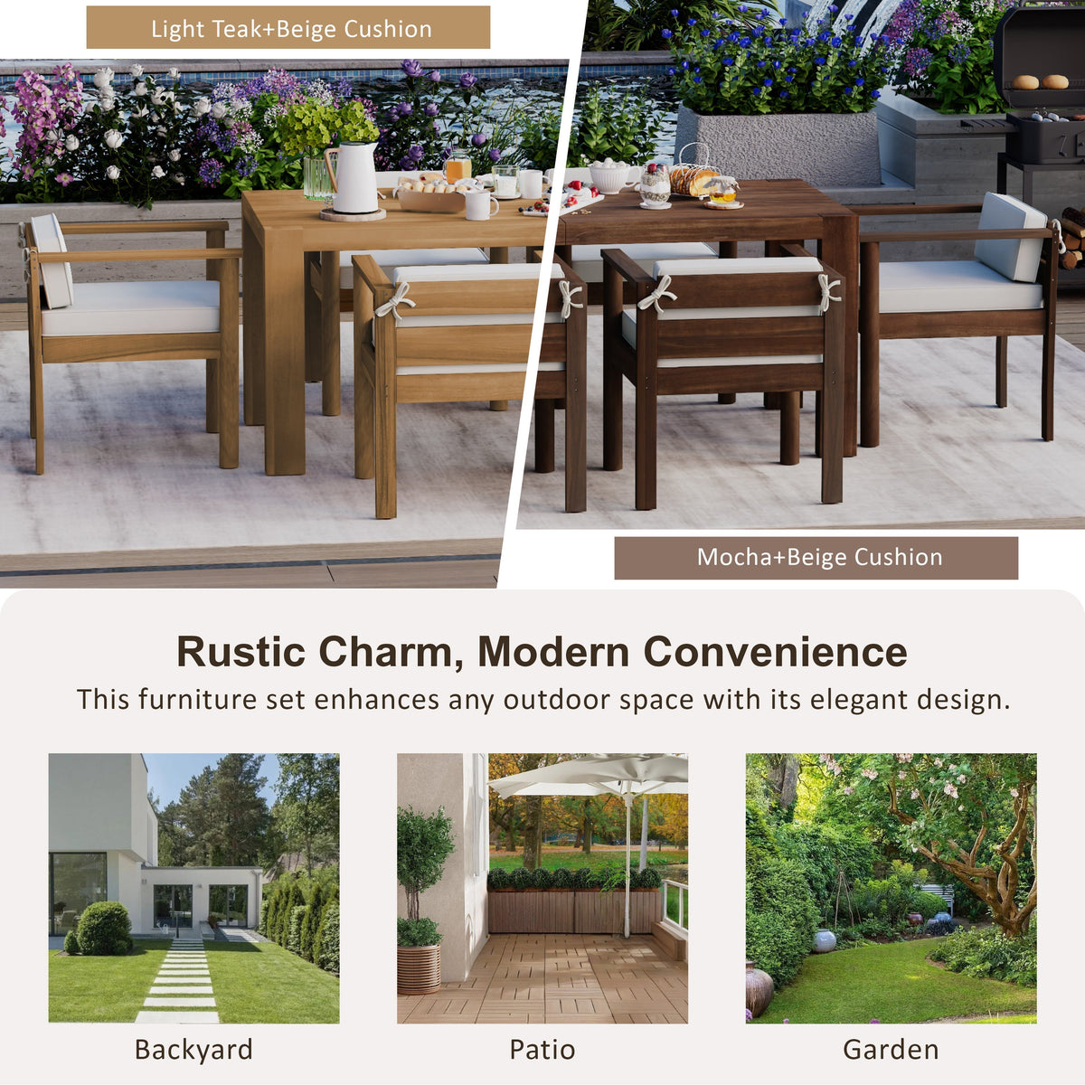 TREXM 7-Piece Patio Dining Table Set for 6