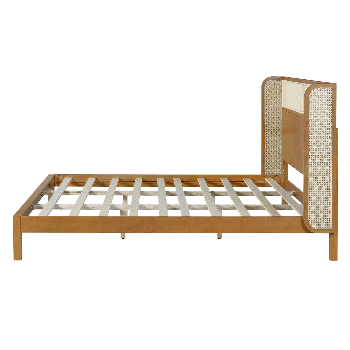 Premium Rubber Wood Platform Bed Frame with Headboard
