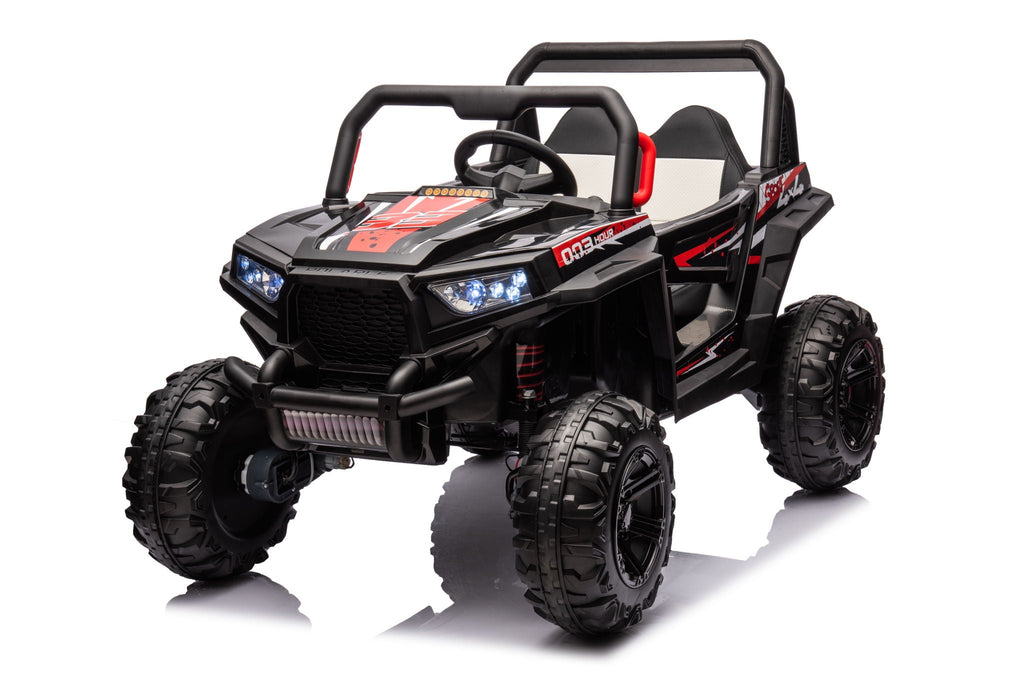12V7A*2 30W*4 Four-Wheel Drive Seat One Button Start, Forward And Backward, High And Low Speed, Music, Front Light, Power Display, Two Doors Can Open, 2.4G R / C, Seat Belt Four Wheel Absorber