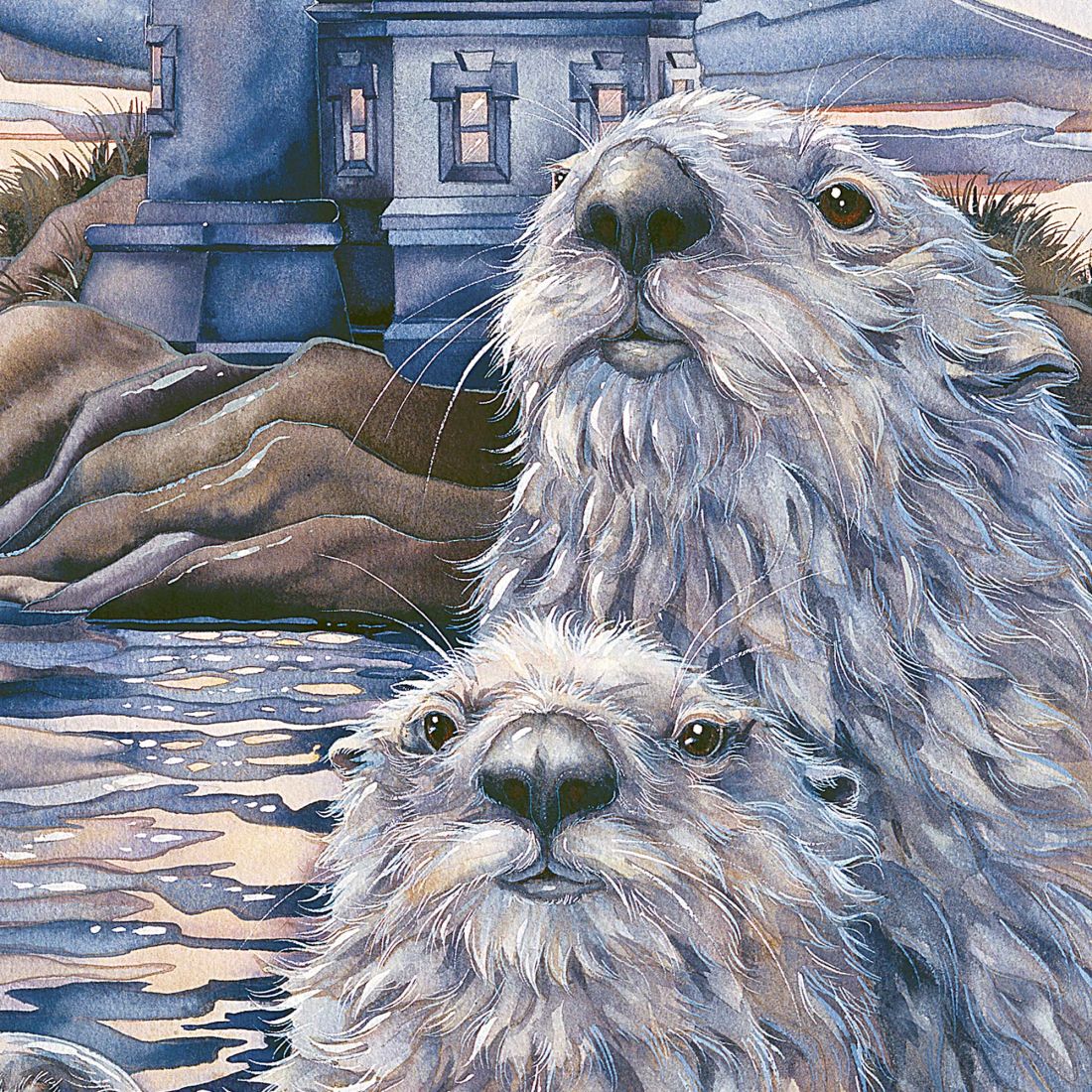 Starlight Otter Lighthouse Wall Hanger by J. Bergsma - Coastal Sea-Life Decor - 8591572W-JB