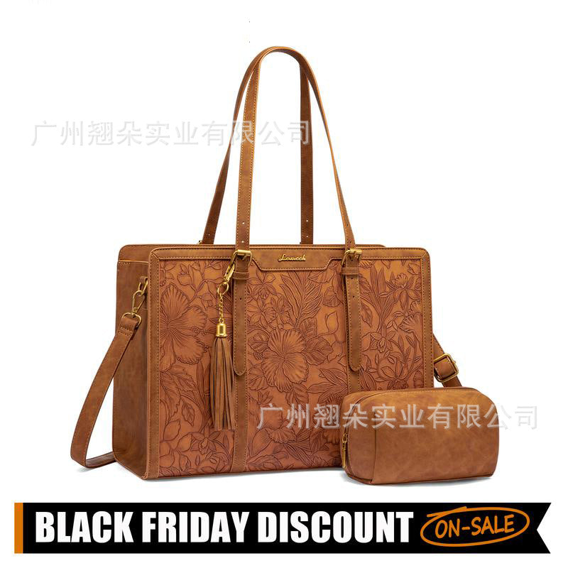 Women's Laptop Bag Vintage Leather Large Capacity