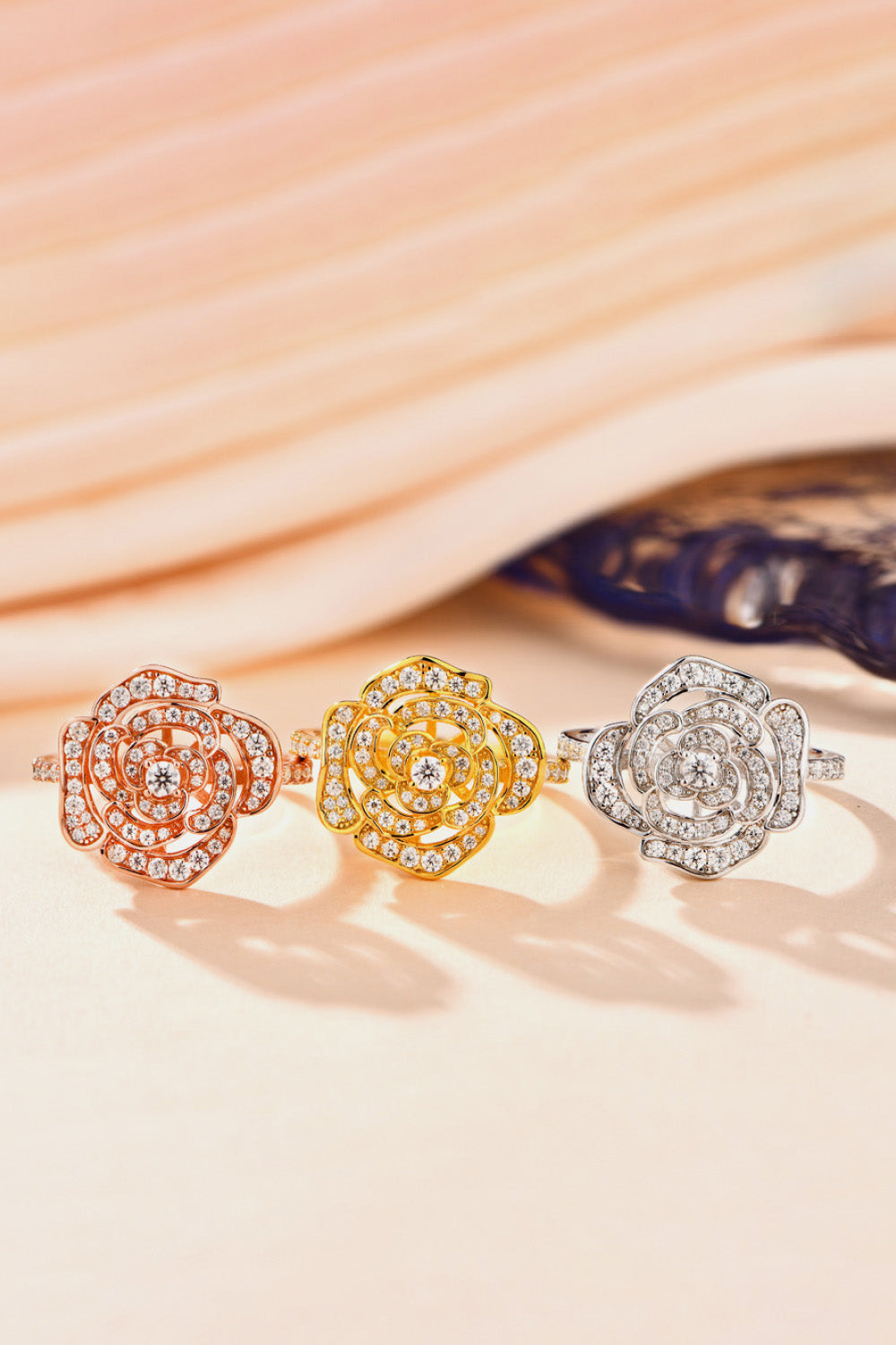 Sparkala™ Flower Shape Ring (Platinum, Yellow Gold or Rose Gold over Sterling Silver)