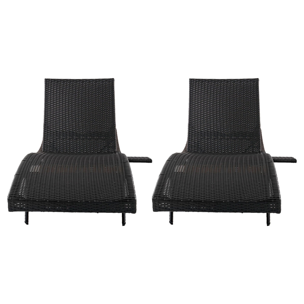K&K 80'' Patio Wicker Chaise Lounge Chairs Set of 2