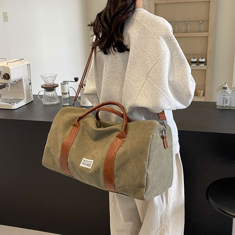 Short Distance Folding One-shoulder Canvas Portable Crossbody Travel Big Bag