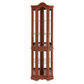 Corner Curio Cabinet With Lights, Adjustable Shelves, Mirrored Back - Walnut