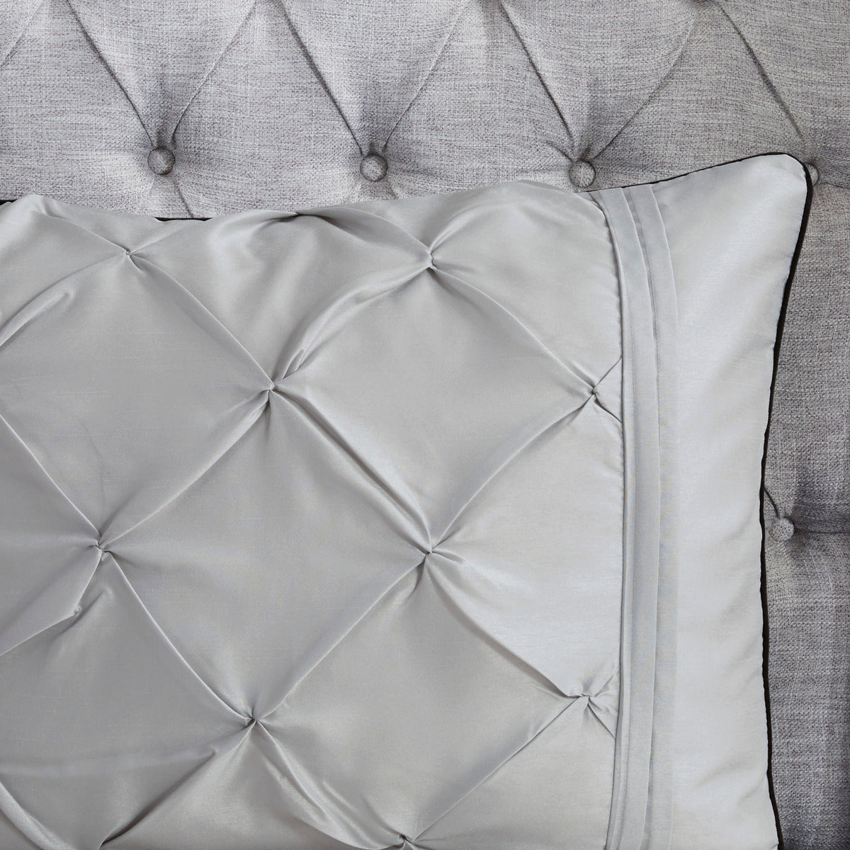 7 Piece Tufted Comforter Set Grey King