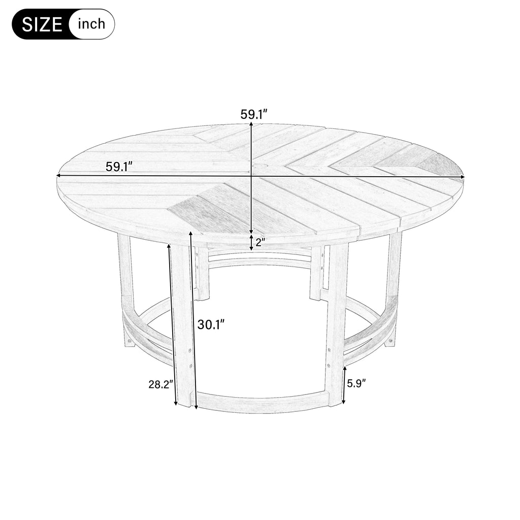 Outdoor Dining Set 5-Piece Patio Table and Chairs with Umbrella Hole