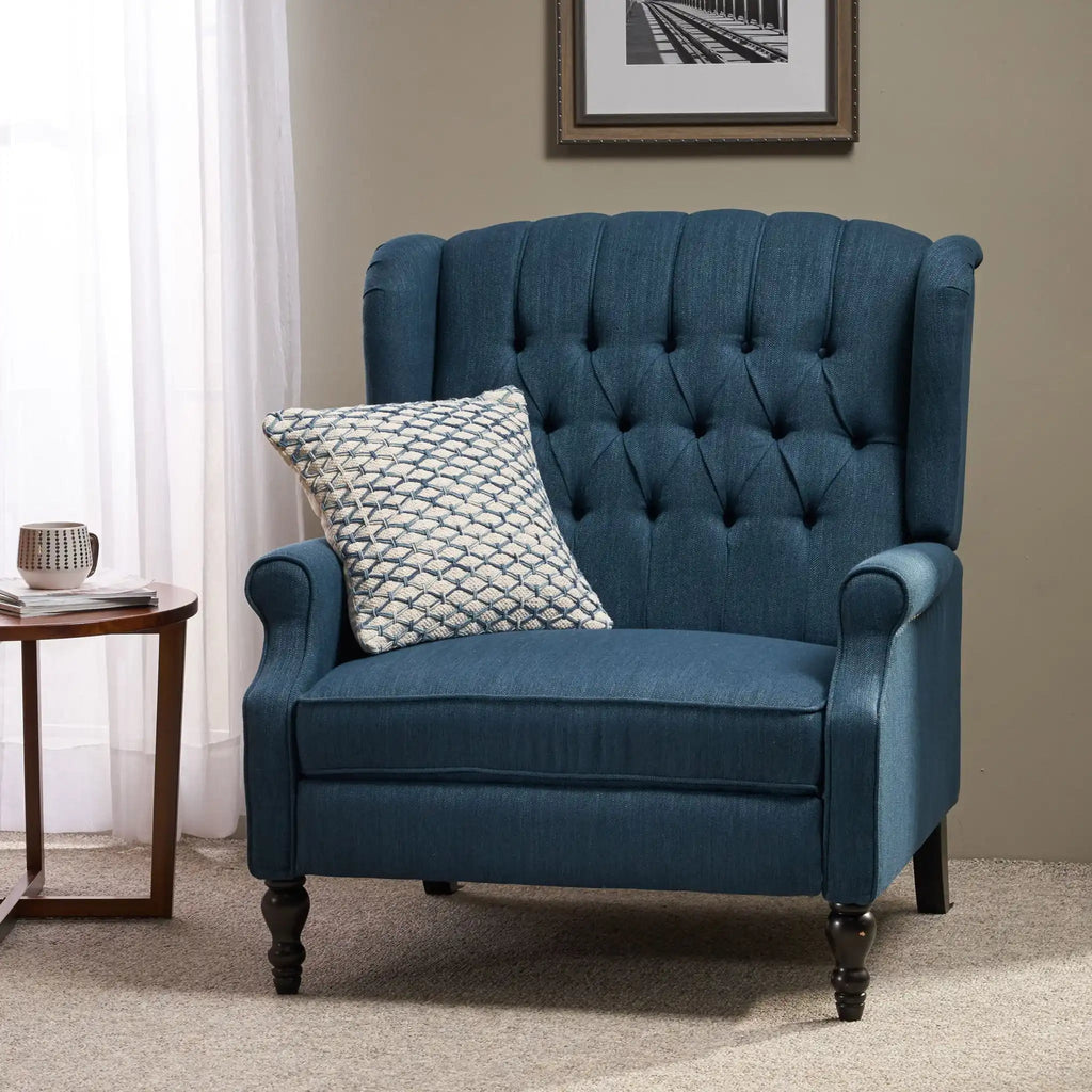 Dunham Contemporary Fabric Tufted Oversized Pushback Recliner