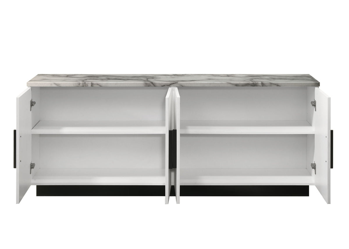 Matilda Cabinet Console Table with White Faux Marble Top