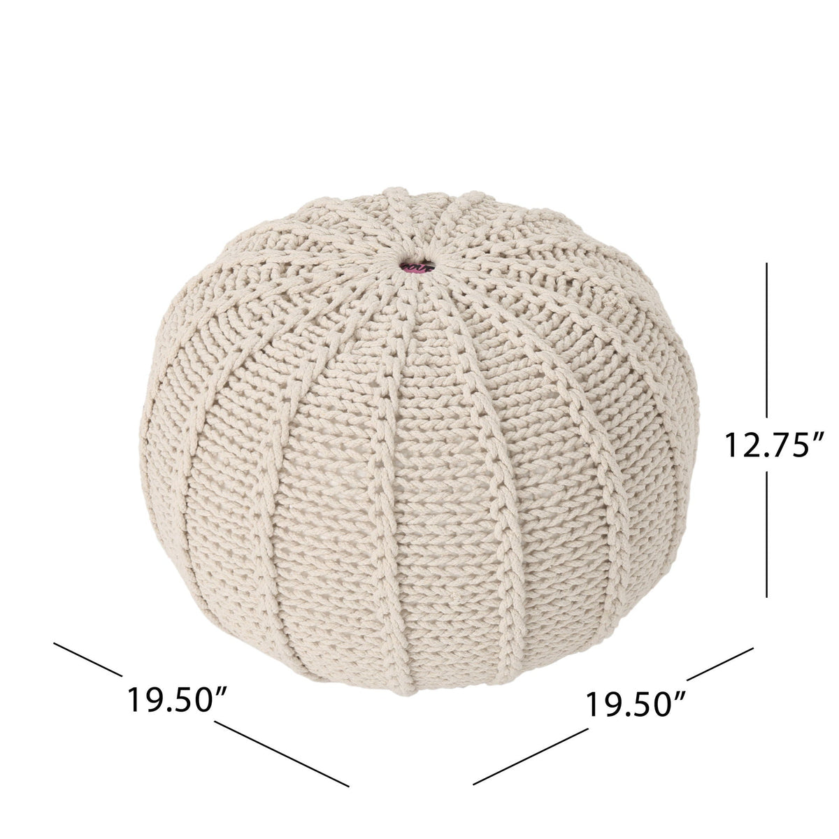 Bordeaux Knitted Round Pouf Ottoman And Floor Cushion