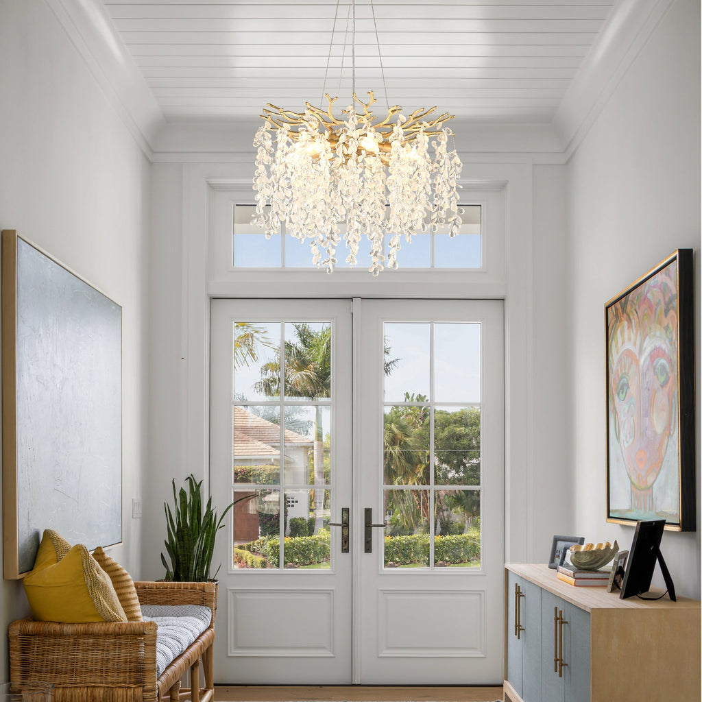 6-Light Chandelier Crystal Ceiling Lamp in Gold