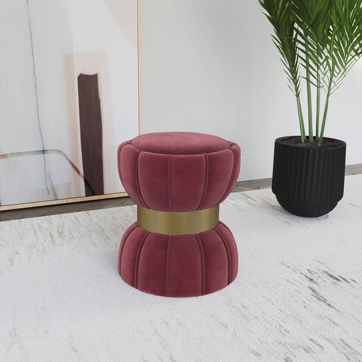 Inez - Round Upholstered Ottoman