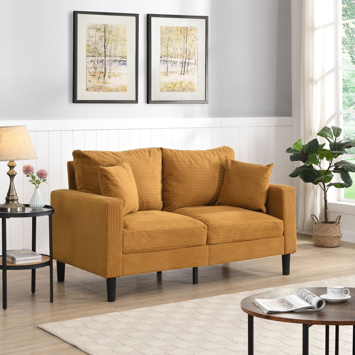 Modern Upholstered Loveseat Sofa, High Resilience