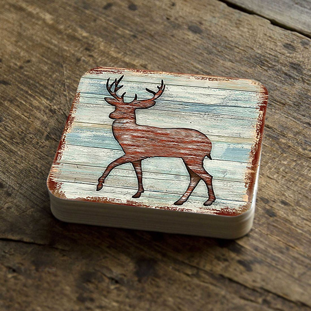 Deer Wooden Cork Coasters Gift Set of 4 by Nature Wonders - Nature Wildlife Decor  - 8198211-9C-S4