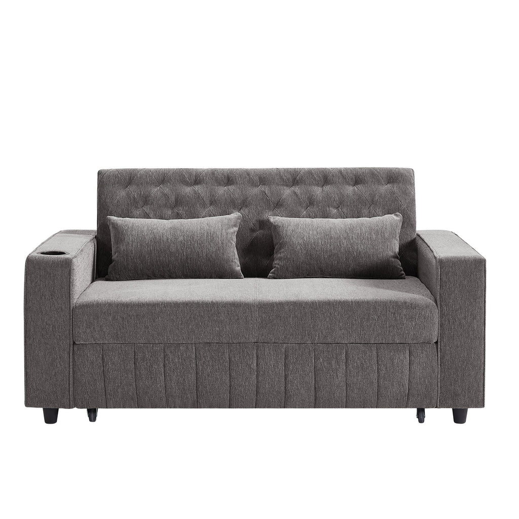 Pull-Out Sofa Bed Convertible Couch With Adjustable Backrest For Living Room
