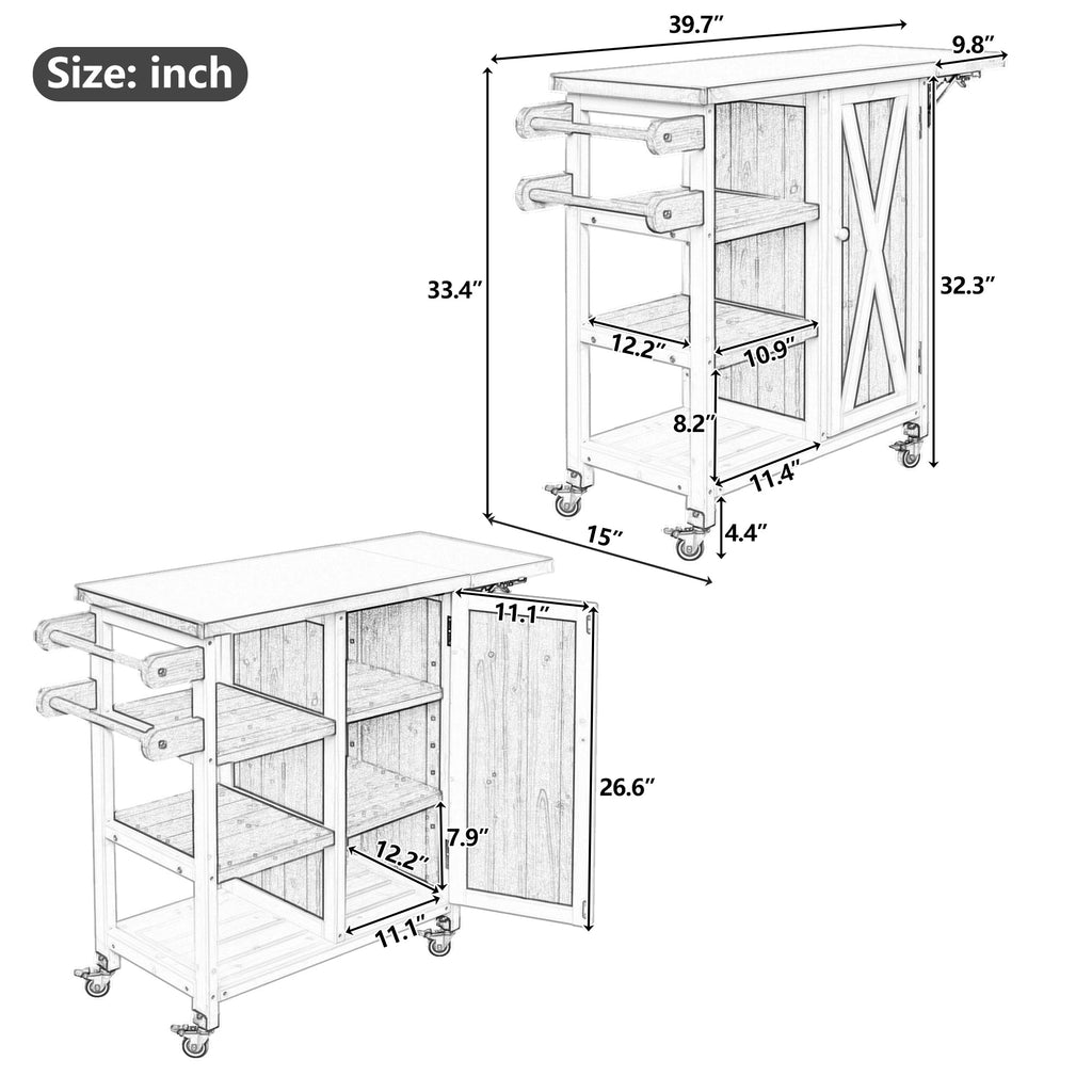 Foldable Outdoor Kitchen Island Patio Kitchen Cart